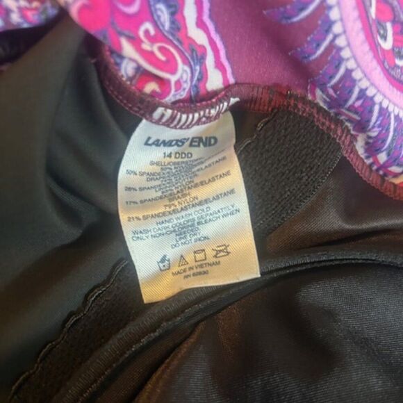 Lands' End Purple Pasiley Slender Carmela underwire 1 piece Swimsuit, size 14DDD - Picture 4 of 4